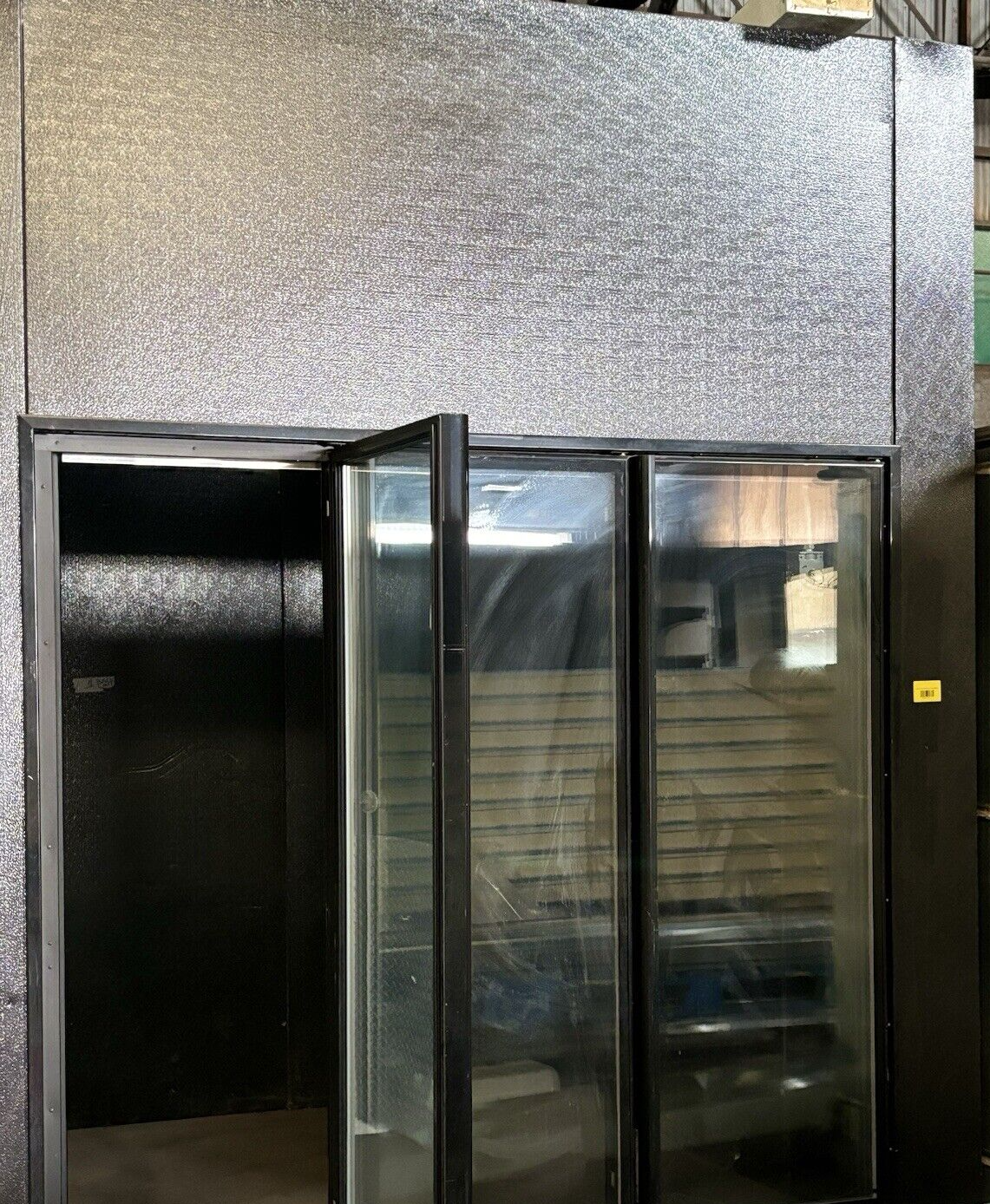 Used walk in cooler 3-glass display doors with new refrigeration system