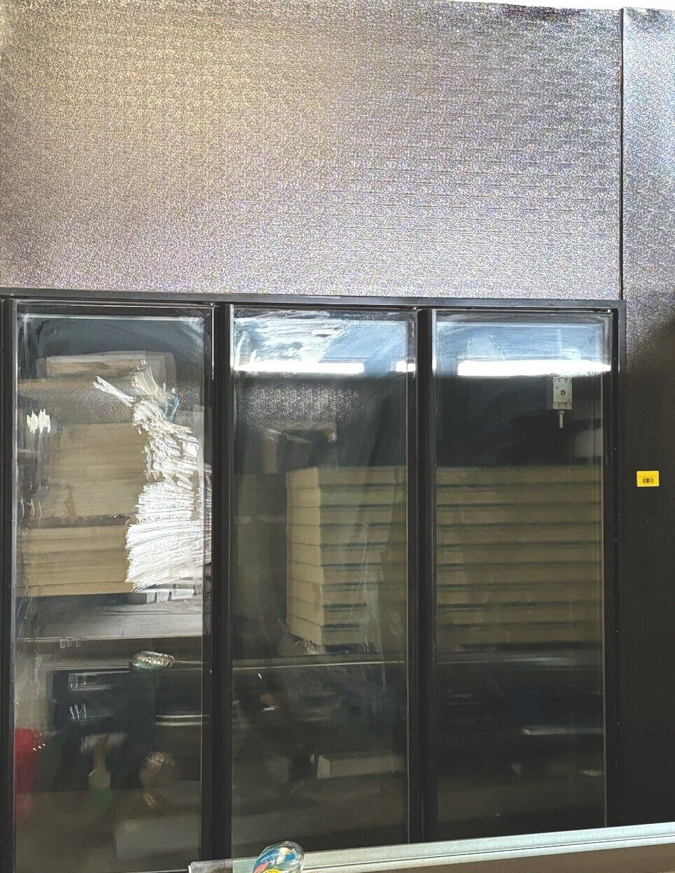 Used walk in cooler 3-glass display doors with new refrigeration system