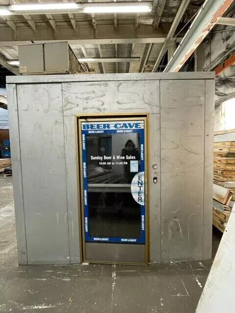 Used 9' x 12' x 8' walk-in beer cooler with used refrigeration system