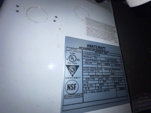 Heatcraft Brand Evaporator Model #LCA6310AEB 31,000 BTU Used Unit 115 Volt