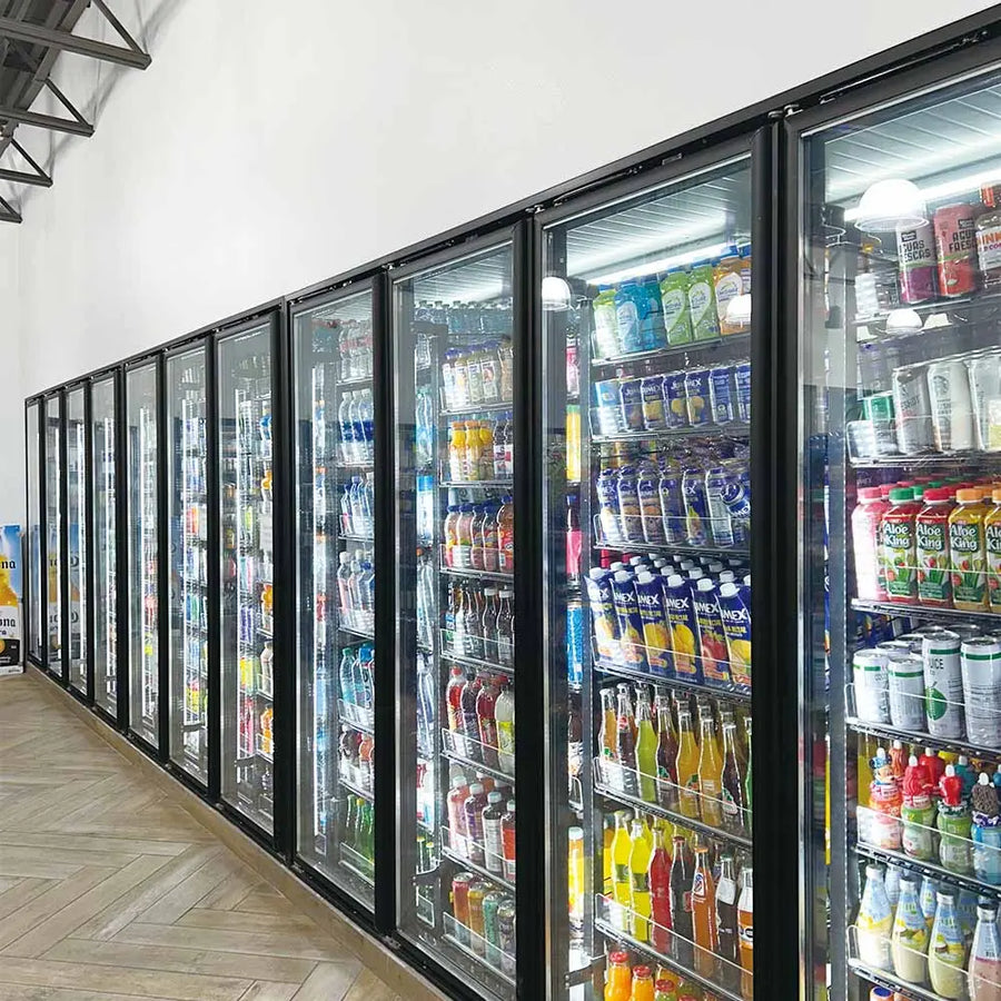 One Door Set of 30" X 79" Glass Display Doors for Walk In Cooler w/ Shelving New