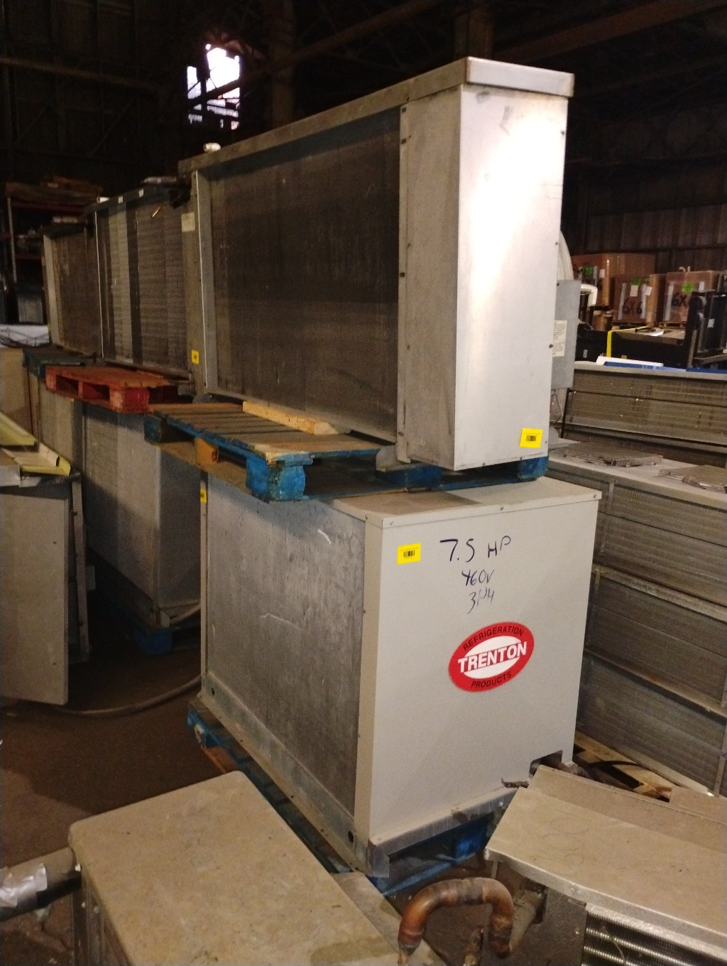 Used Trenton TESA075H8-HT4D 7.5 HP Medium Temp Condensing Unit #878 460 volt w/ Matching Evaporator Blower #879
