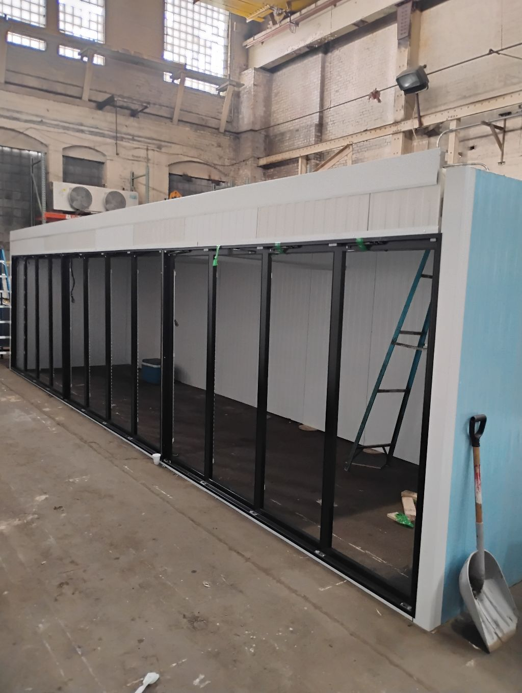 12 Glass Door Walk In Cooler w/ New Panels and Refrigeration