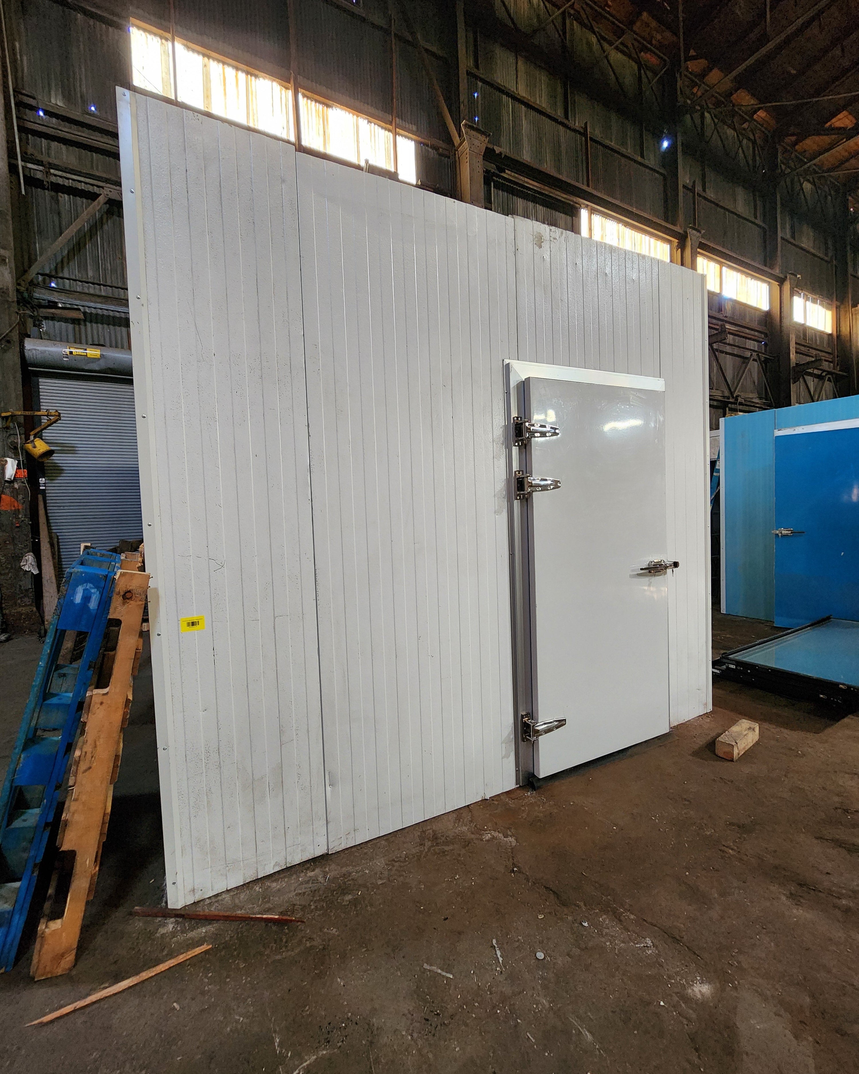10' 1" x 14' 1" x 9' - Walk in cooler w/man door & new 3/4 HP - No floor or ceiling