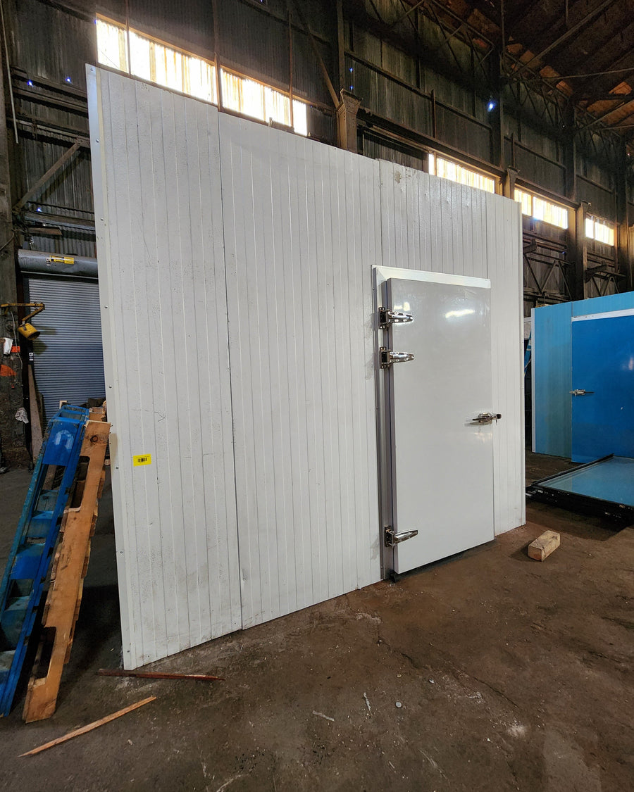 10' 1" x 14' 1" x 9' - Walk in cooler w/man door & new 3/4 HP - No floor or ceiling