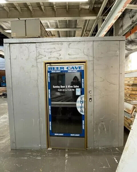 Used 9' x 12' x 8' walk-in beer cooler with used refrigeration system