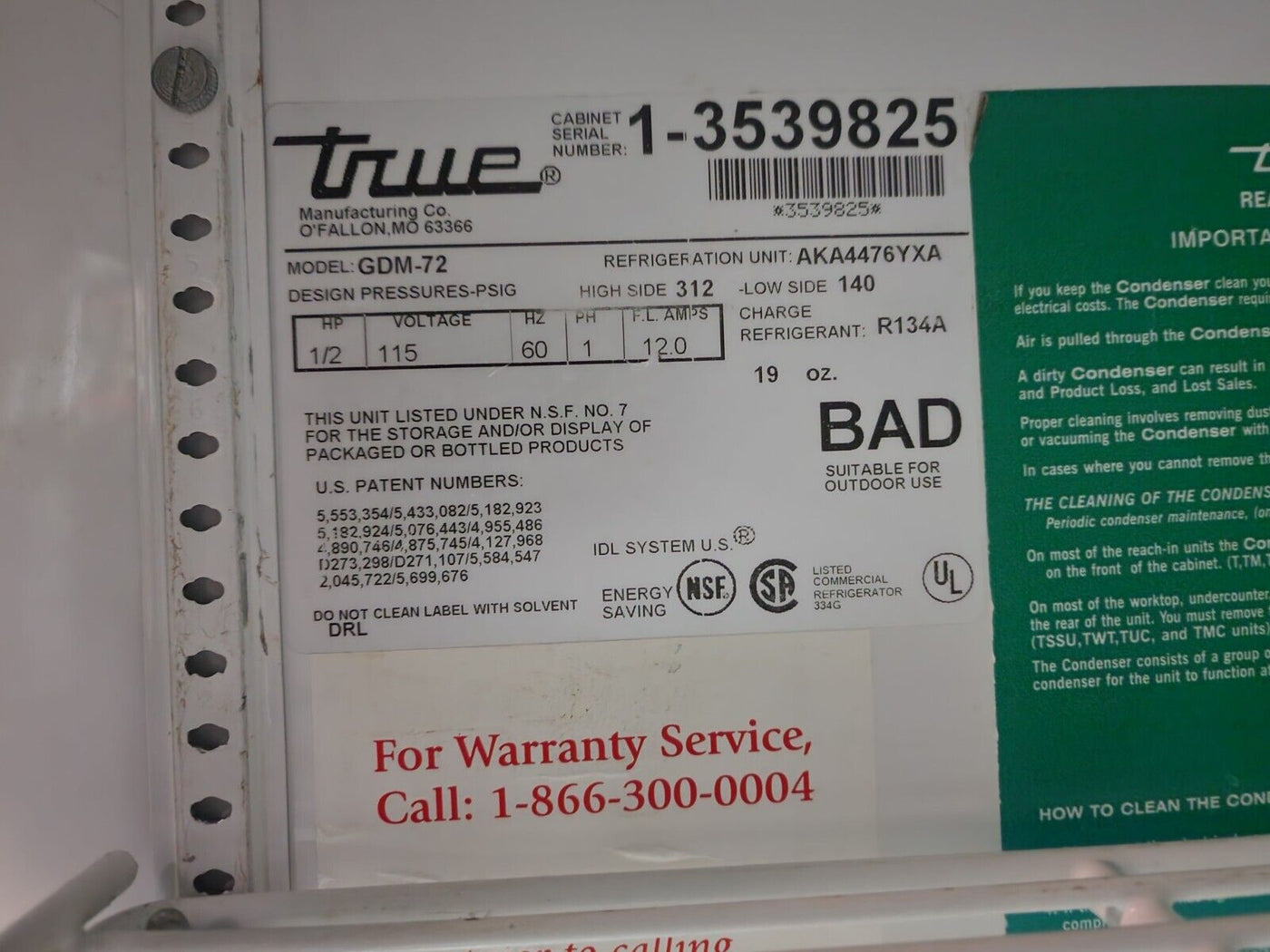 True 78" three section glass door merchandiser GDM-72-HC~TSL01