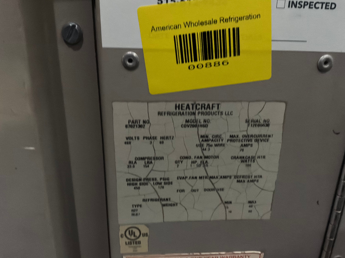 Climate Control 20 HP Medium Temp Condensing Unit w/ Two 93,000 Evaporator Blowers 460/3 Ph #886