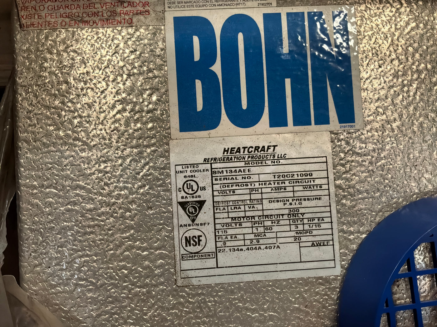 BOHN SM134AEE 13,400 BTU Evaporator #263