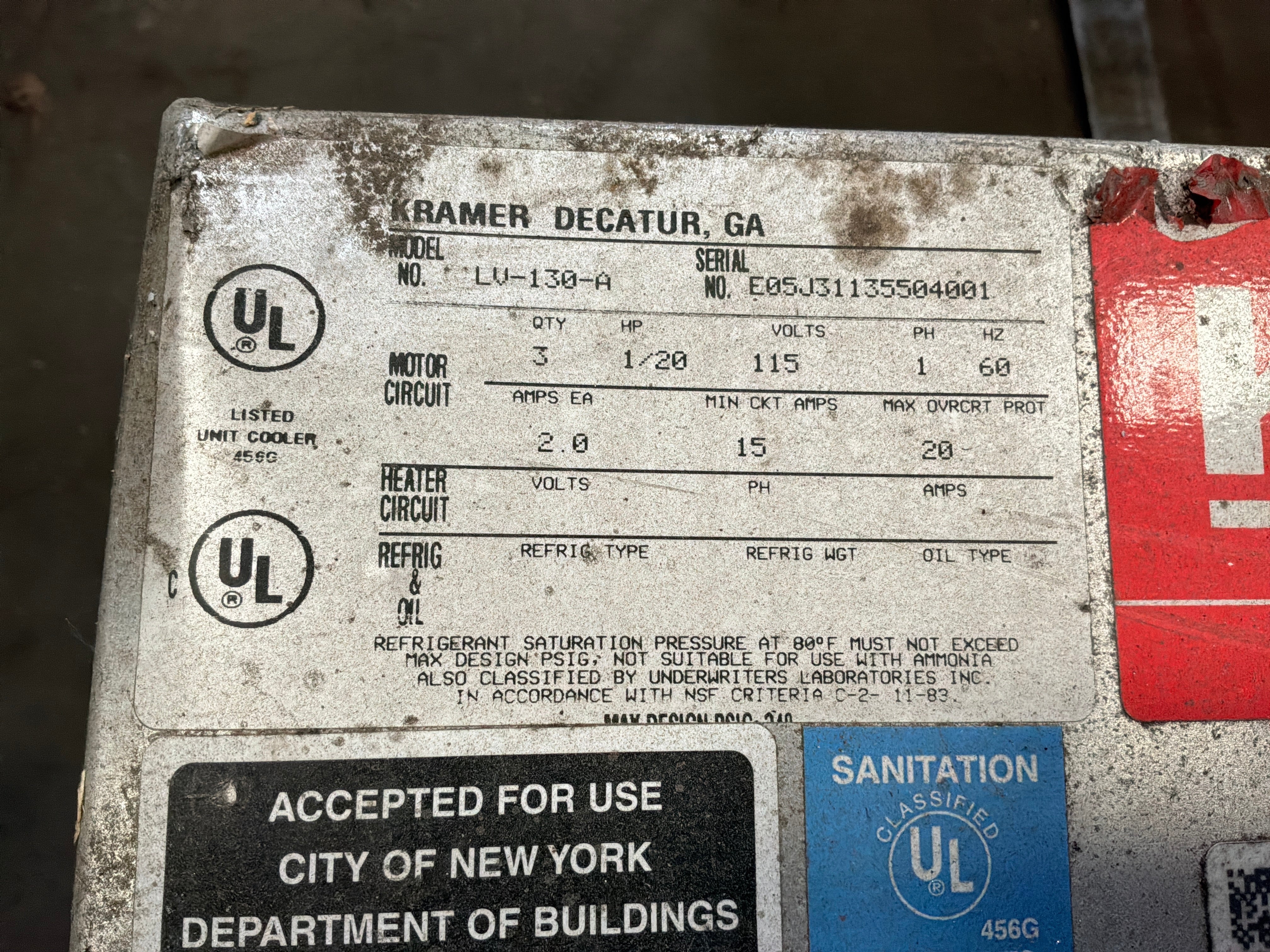 Kramer LV-130-A Evaporator #708