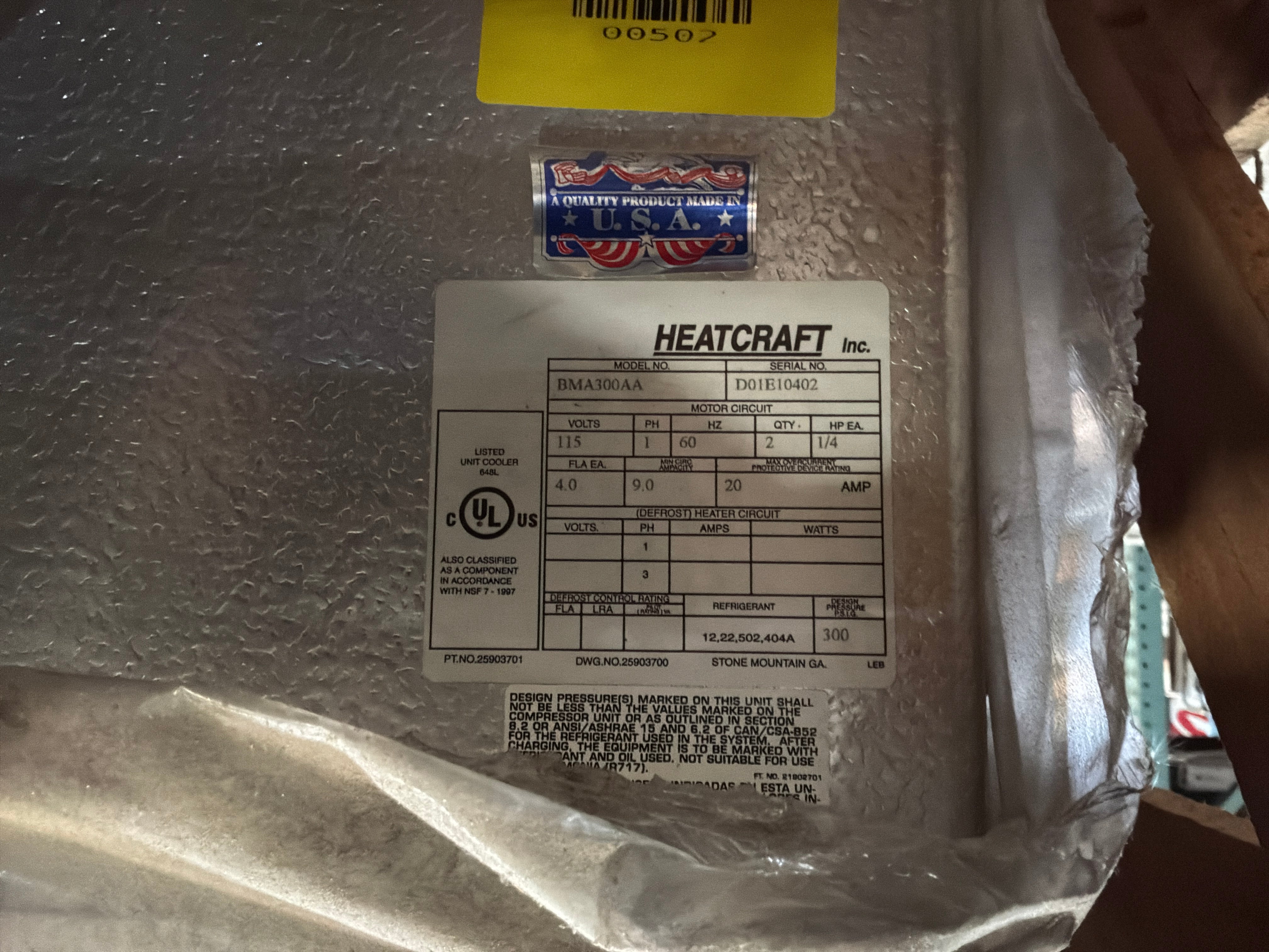 BOHN BMA300AA 30,000 BTU Evaporator #502