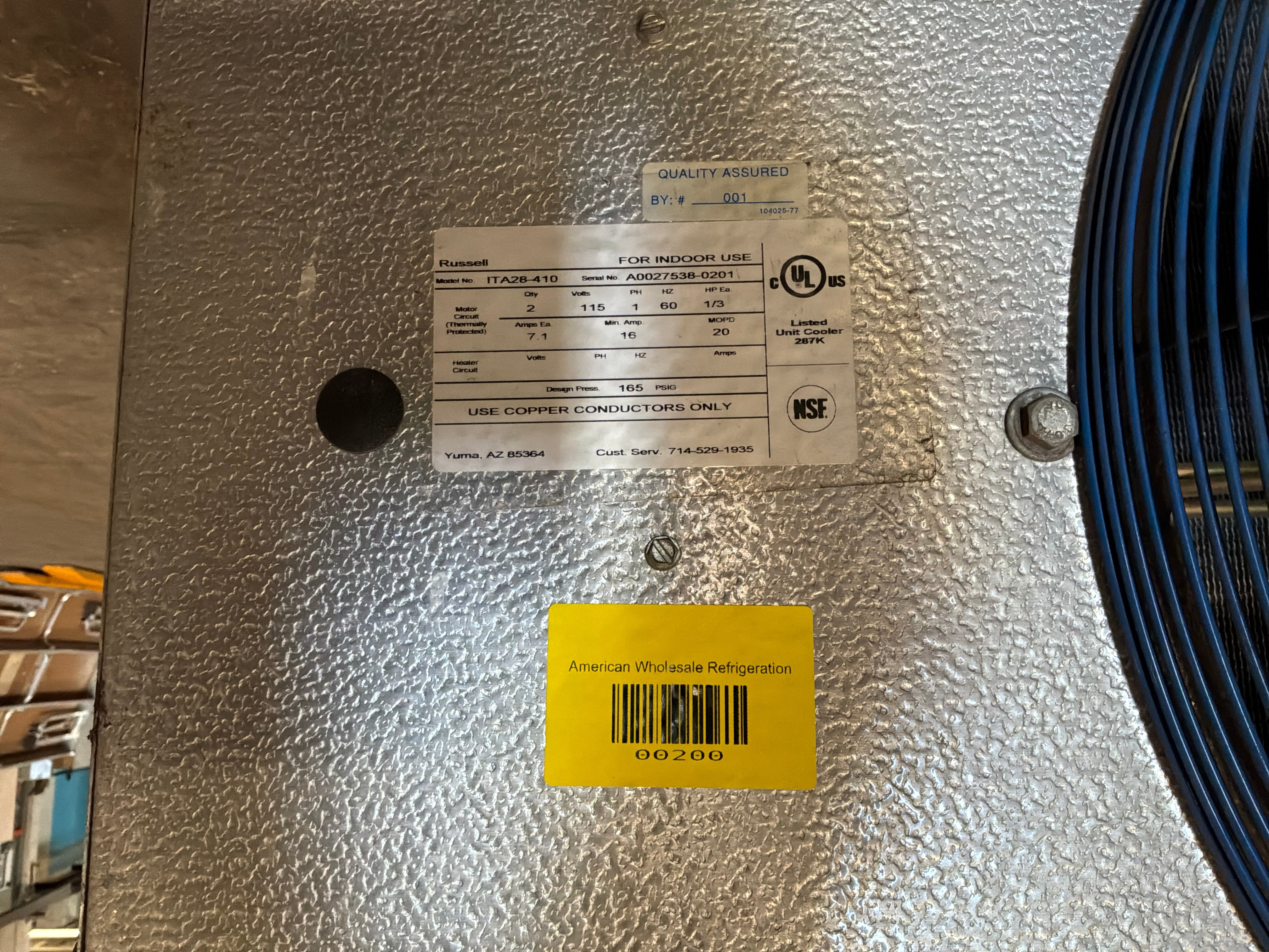 Russell ITA28-410 28000 BTU Evaporator #738