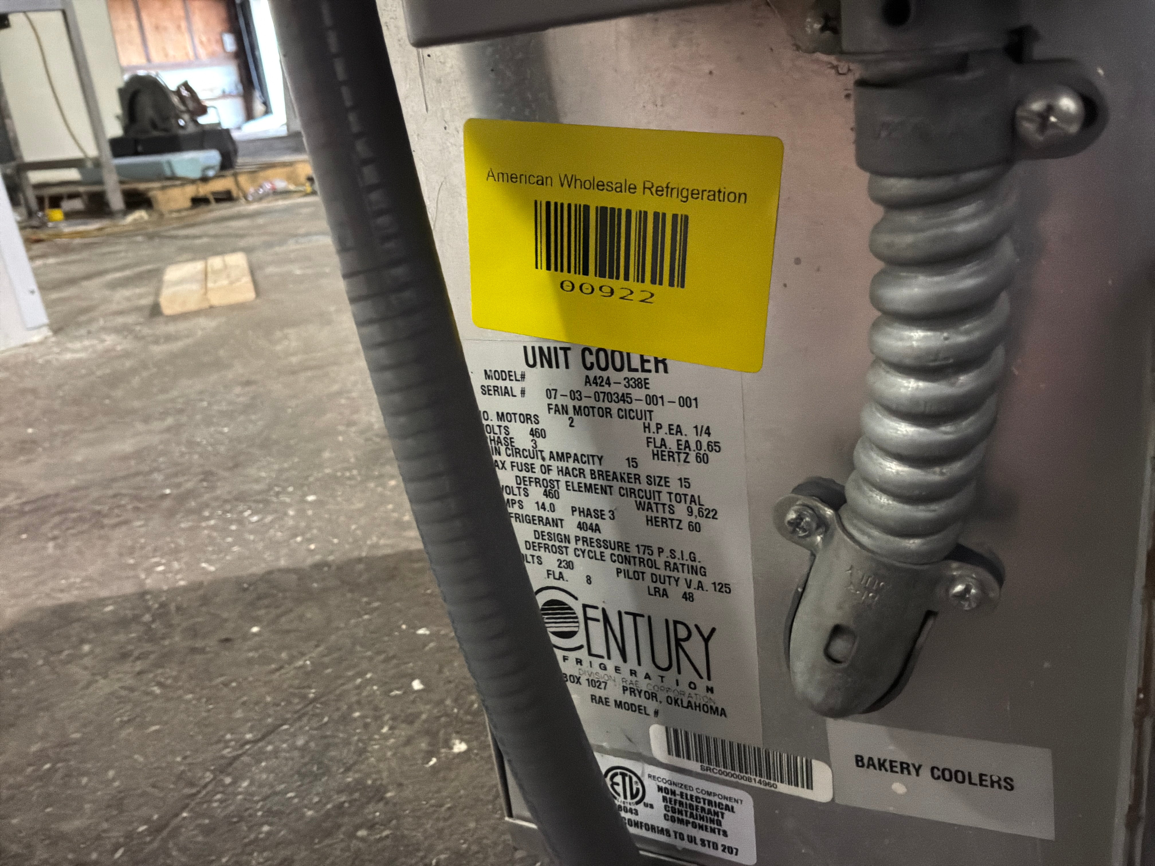 CENTURY A424-338E 33800 BTU EVAPORATOR #922