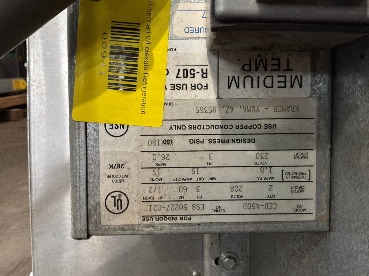 Kramer CED-450D 45000 BTU Evaporator #941