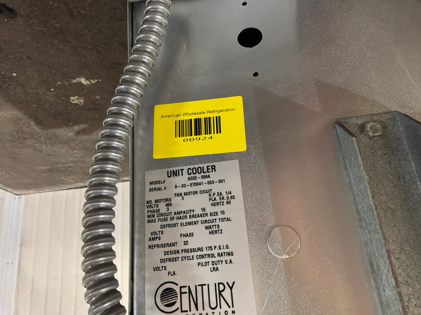 CENTURY A532-556A 55600 BTU EVAPORATOR #924