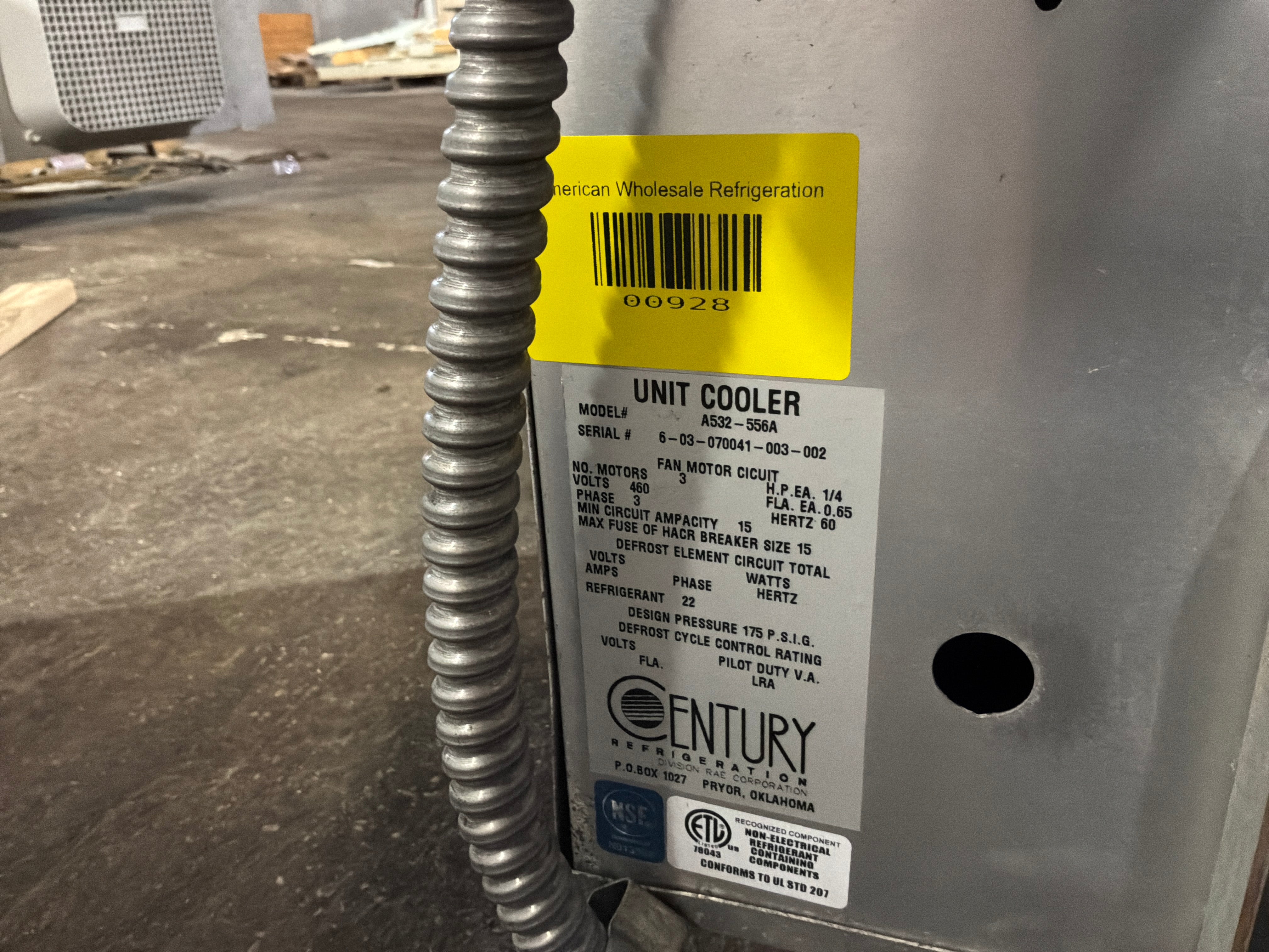 CENTURY A532-556A 55600 BTU EVAPORATOR #928