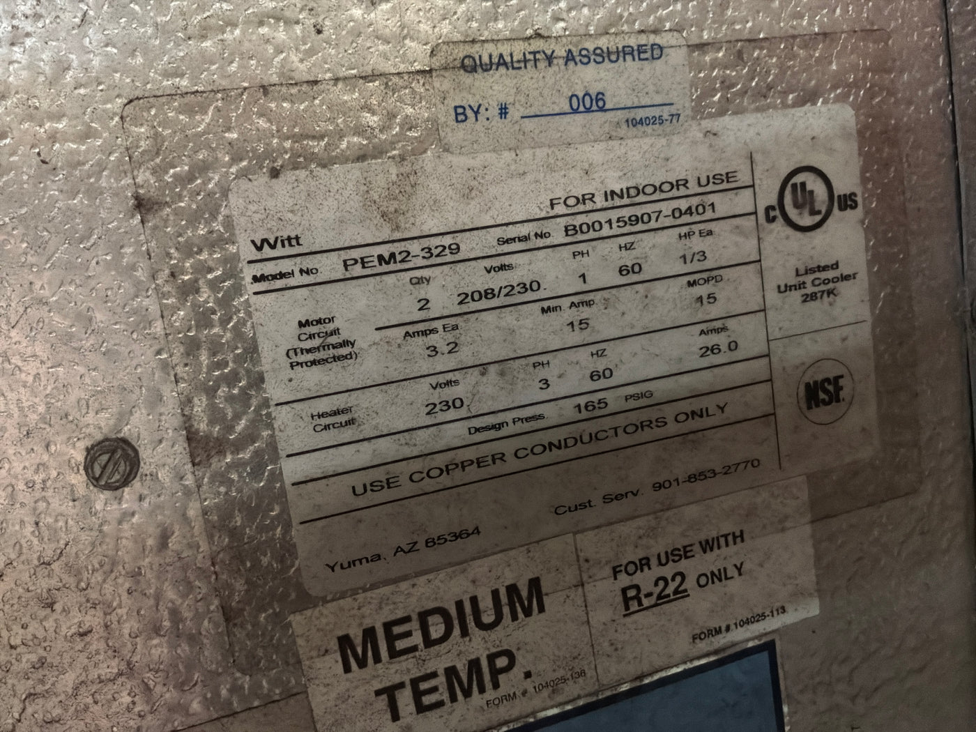 Evaporator PEM2-329 #503