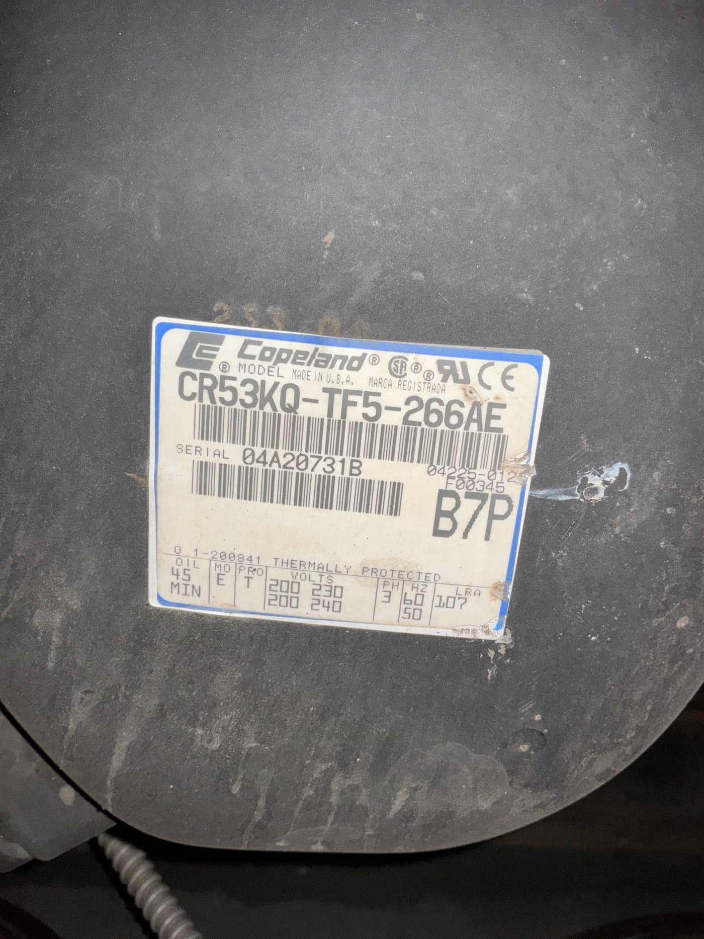COPELAND CR53KQ-TF5-266AE 4.25HP CONDENSER #905