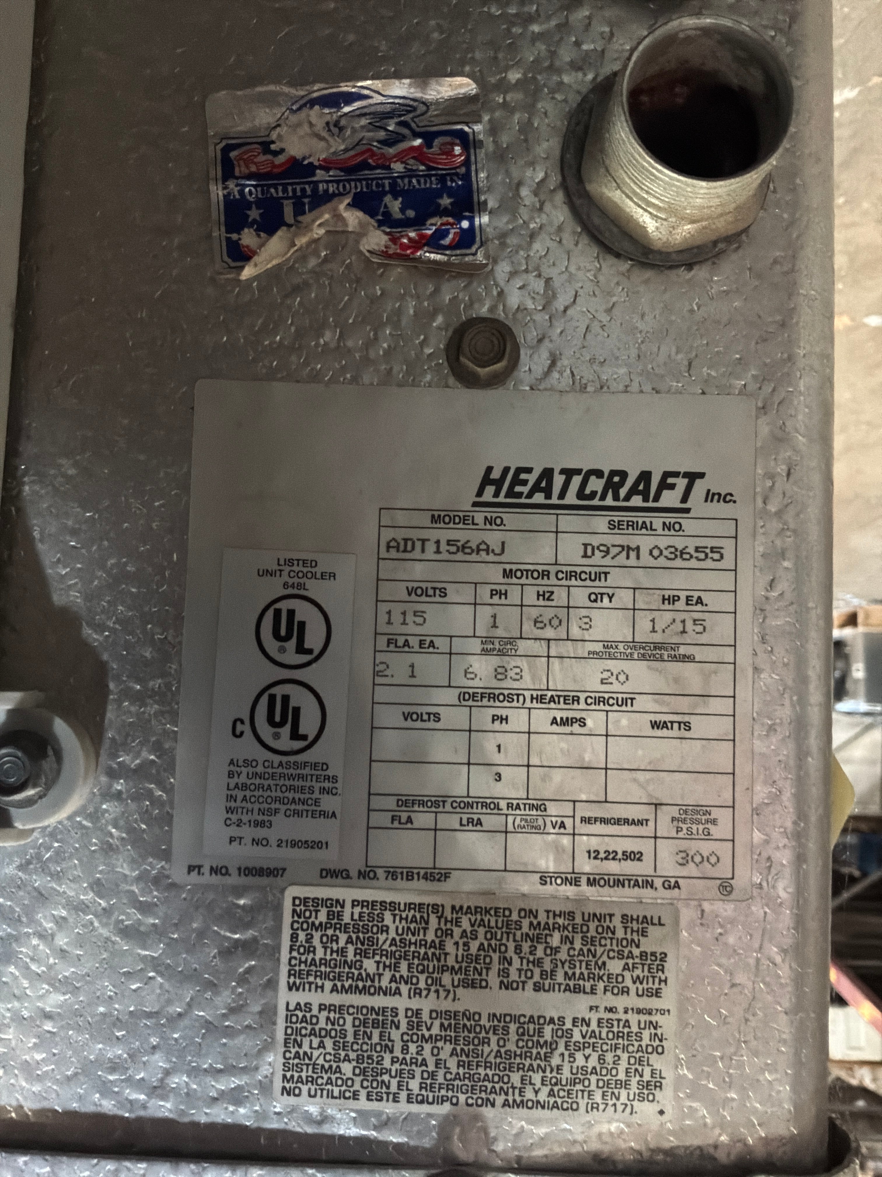 BOHN ADT156AJ Evaporator #707