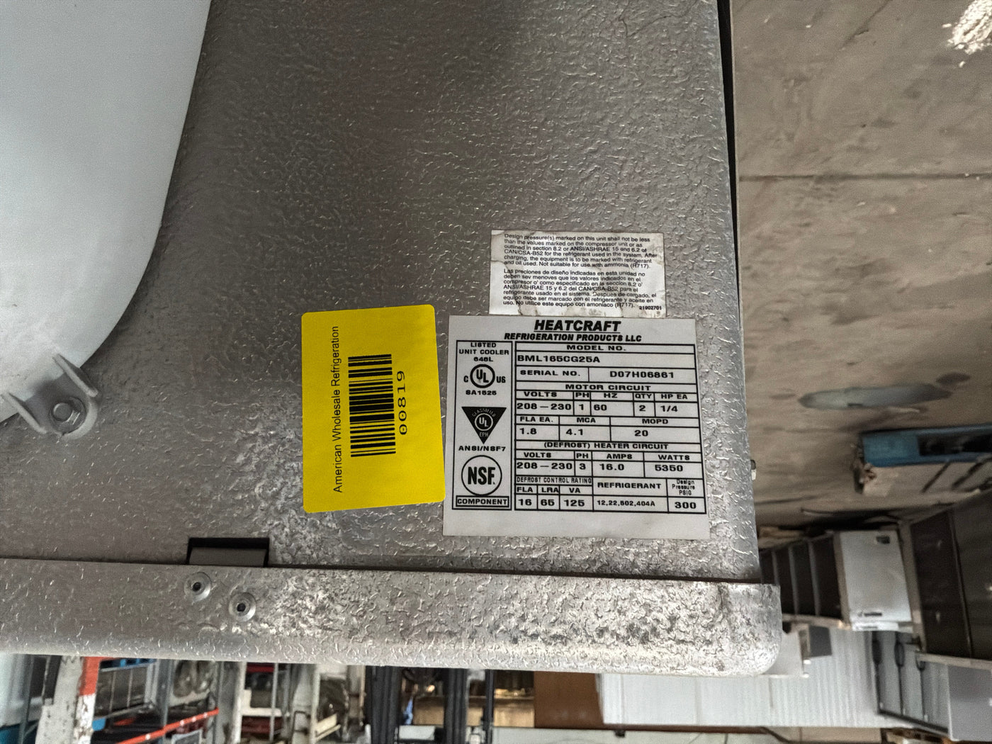 BOHN BML165CG25A 16500 BTU Evaporator #819