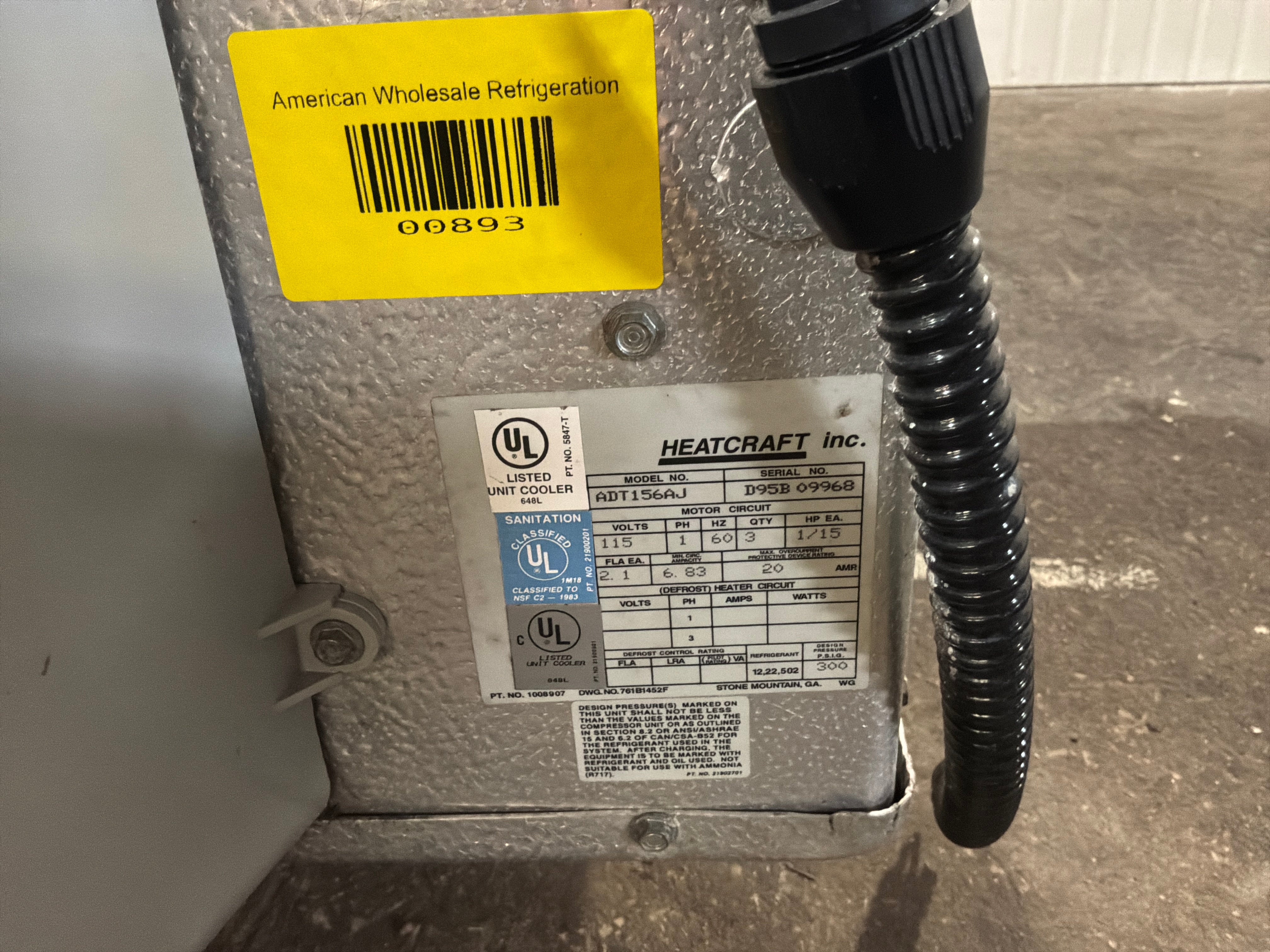 BOHN ADT156AJ 15600 BTU EVAPORATOR #893