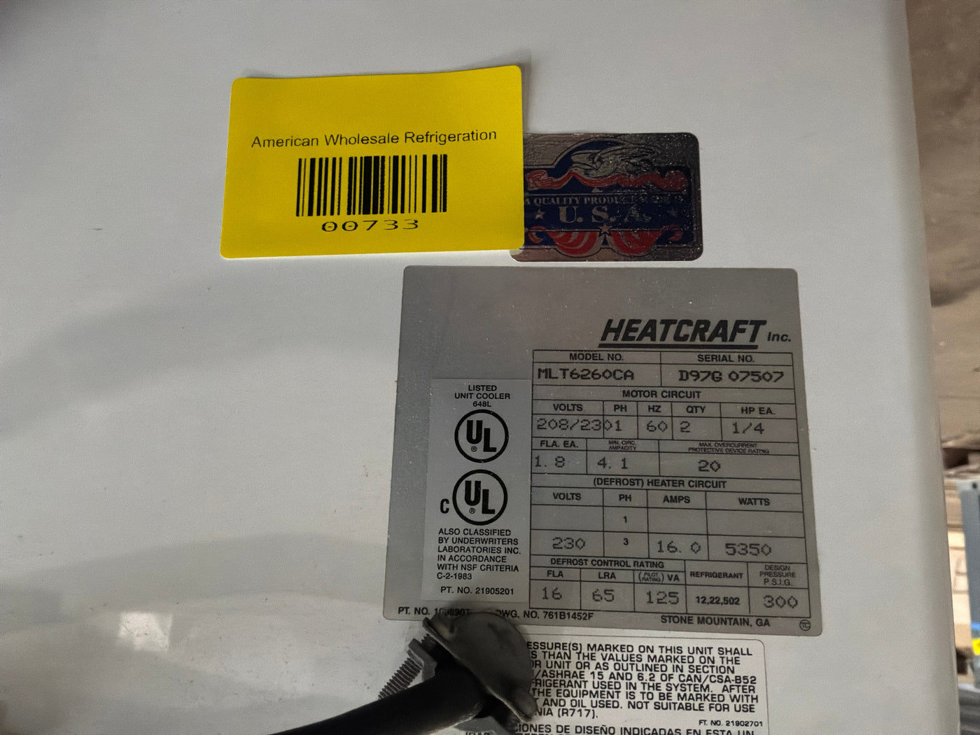 HEATCRAFT ML T6260CA 26000 BTU Evaporator #733