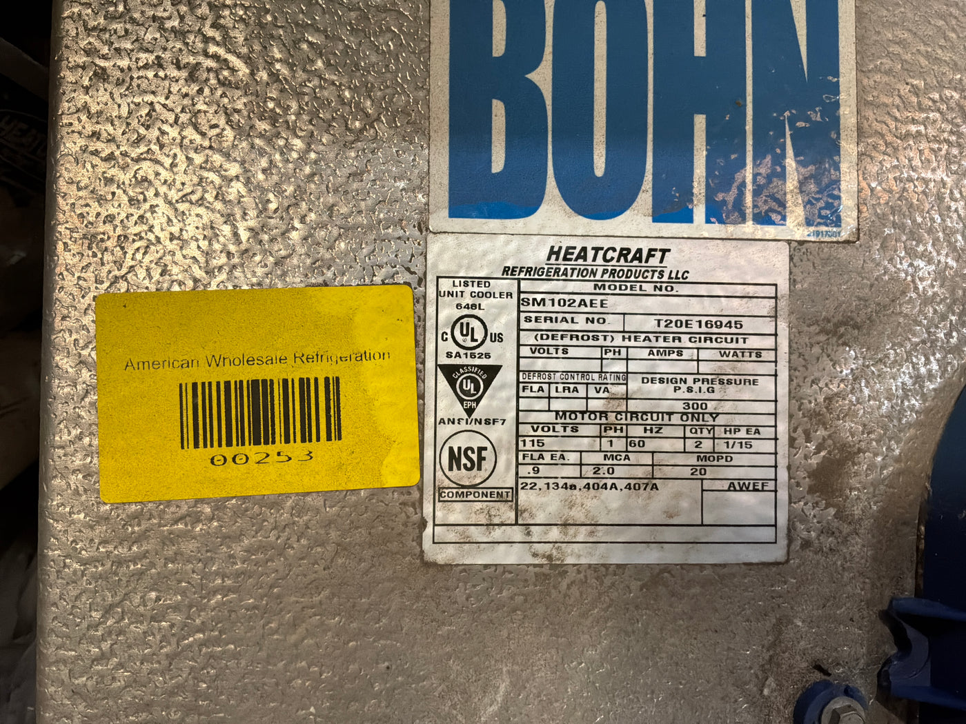 BOHN SM102AEE Evaporator #253
