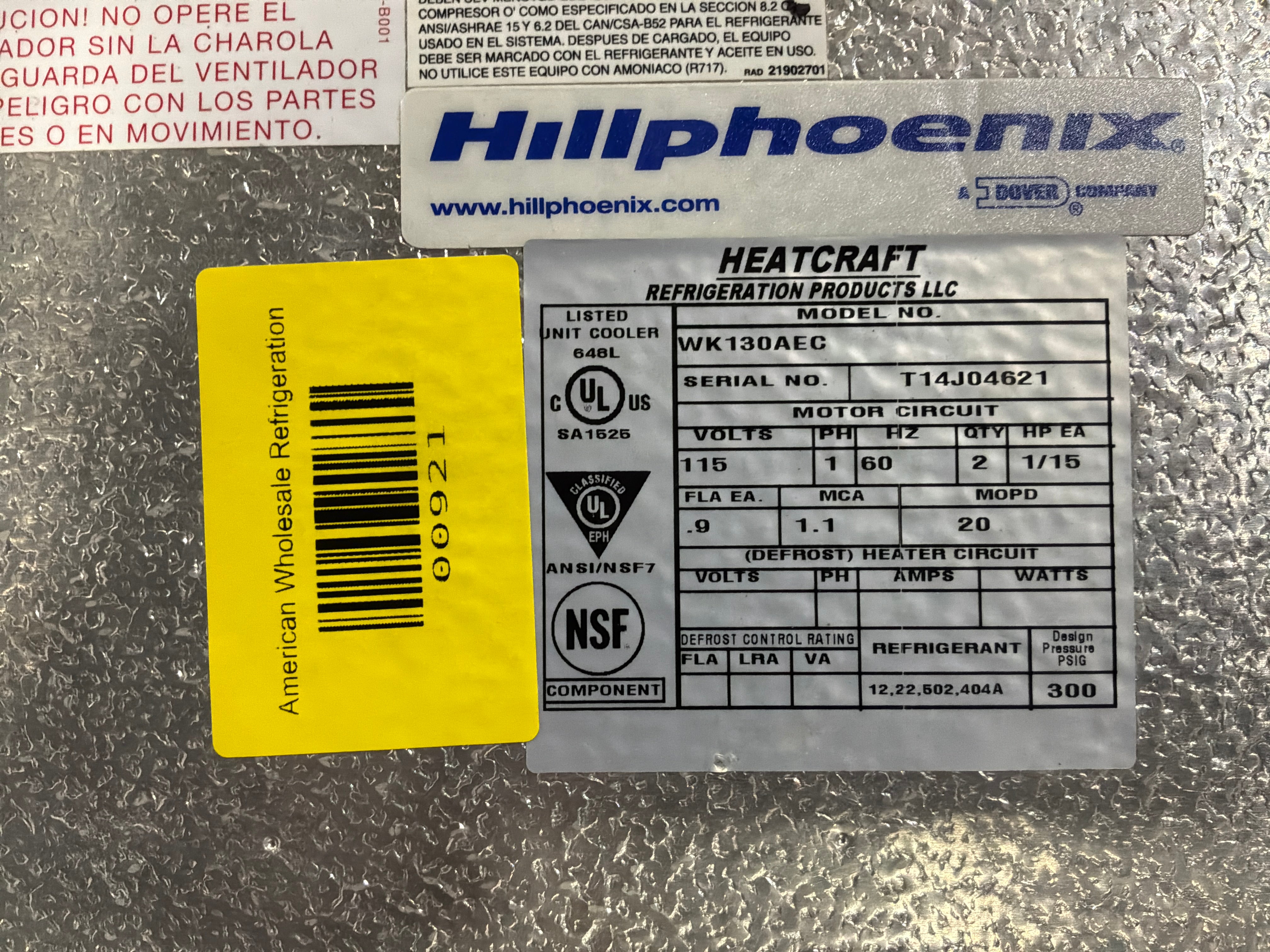HEATCRAFT WK130AEC 13000 BTU EVAPORATOR #921