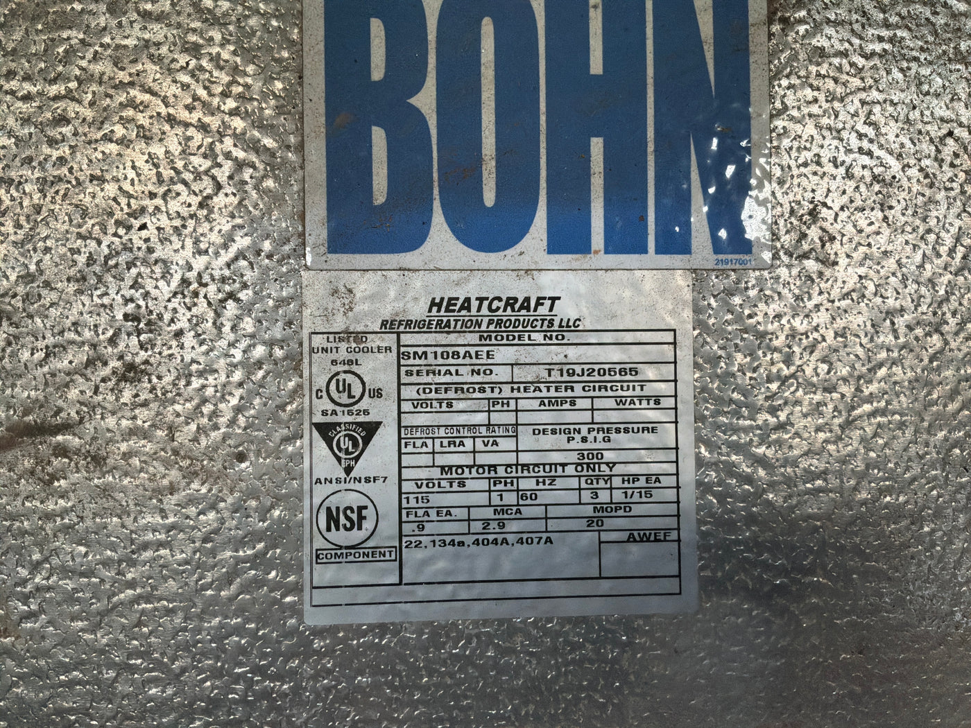 BOHN SM108AEE Evaporator #262