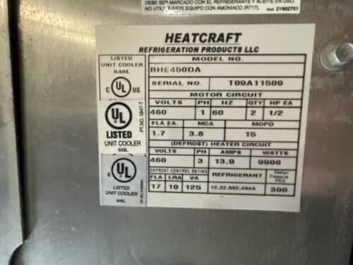 Bohn Evaporator #BHE450DA 45,000 BTU Used Unit Electric Defrost