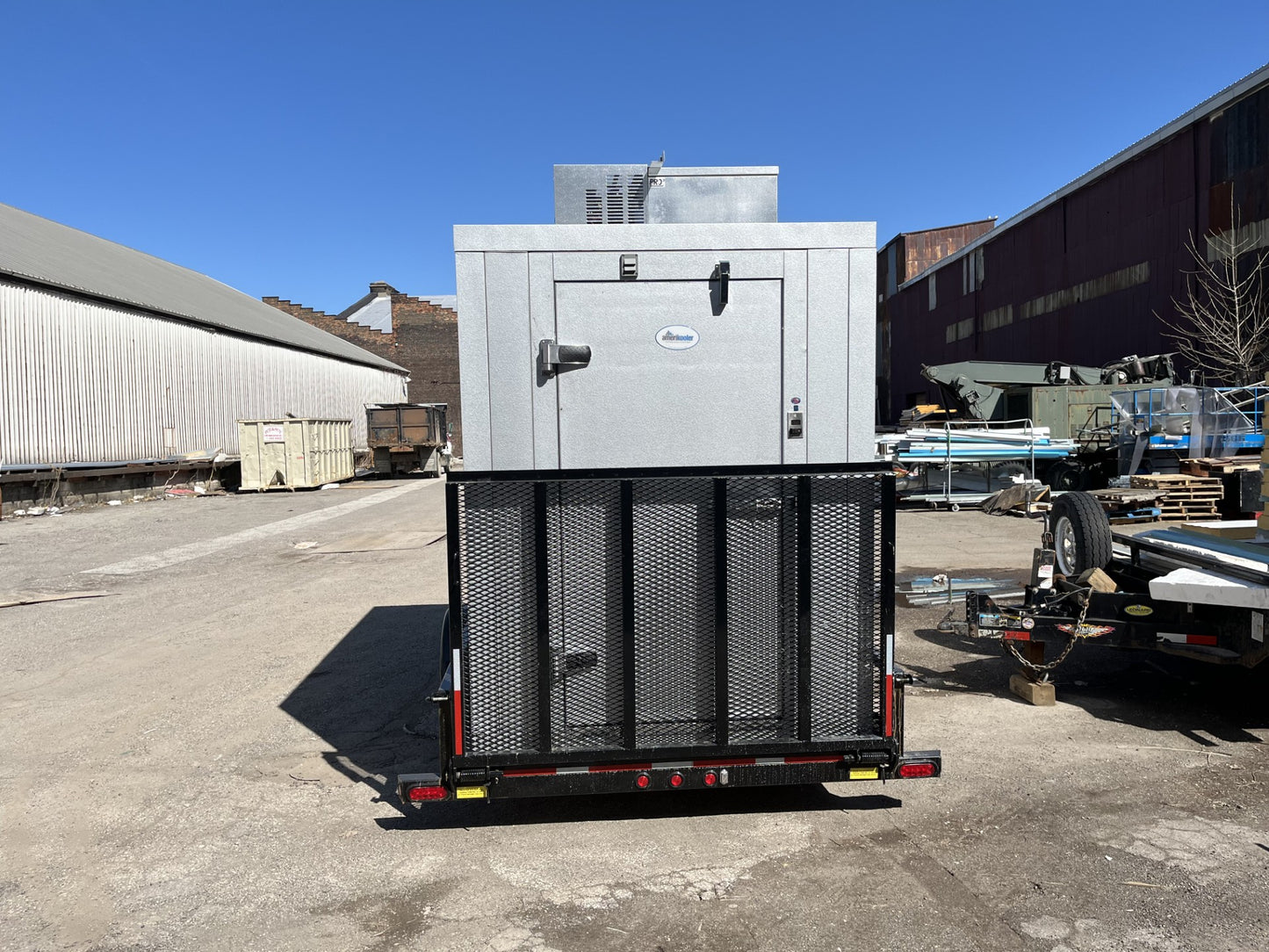 6' x 12' x 8' Amerikooler walk in freezer w/ drop in on trailer